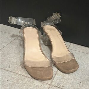 Transparent Strap Tan Women's Heels